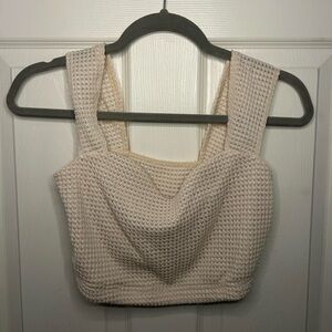 Cream knit crop tank top.